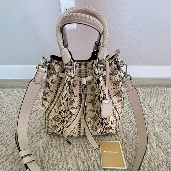 Michael Kors Handbags - Michael Kors Blakely Snake-Embossed Leather Bucket Bag